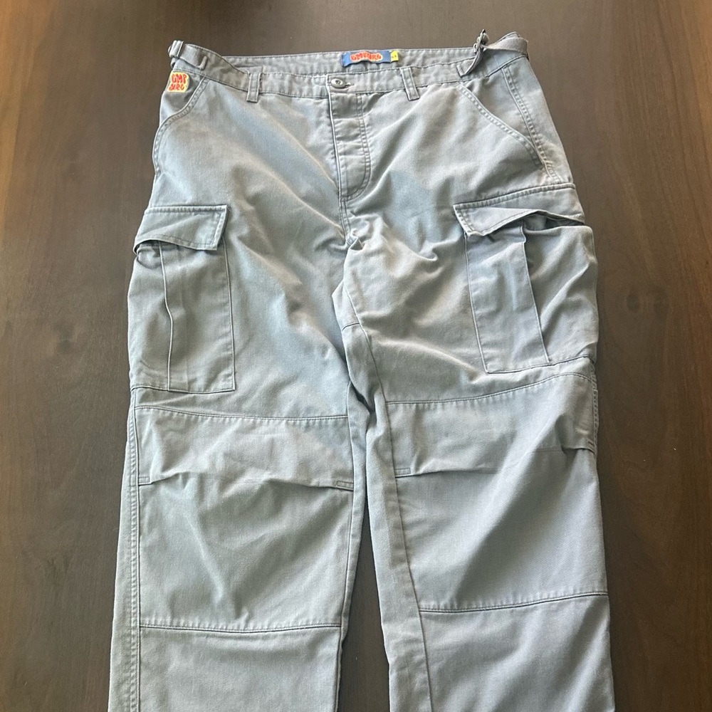 Y2K Empyre Baggy Faded Grey Cargo Double Knee Skate Pants Men Size 33x30